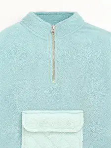 Cherry Crumble Boys Blue Mock Collar Sweatshirt
