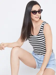 Q-rious Black & White Striped Tank Top