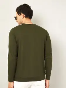 AUSK Men Green & White Cotton T-shirt