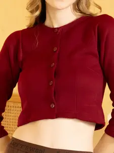 Lux Cottswool Women Maroon Crop Thermal Top