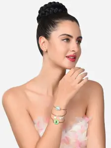 Zaveri Pearls Pack Of 3  Women Gold-Toned & Green Gold-Plated Wraparound Bracelet