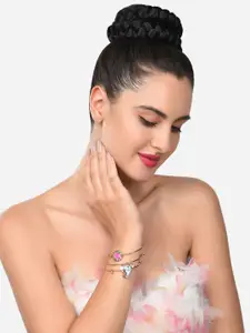 Zaveri Pearls Women Pack Of 3 Gold-Toned & Turquoise Blue Enamelled Gold-Plated Bracelet