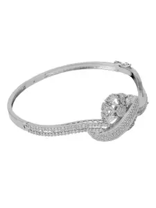 Bhana Fashion Women Silver-Toned & American Diamond Silver-Plated Bangle-Style Bracelet