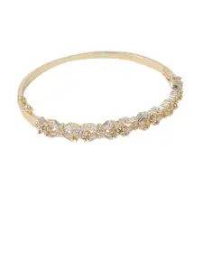 Bhana Fashion Women Gold-Toned & White Brass American Diamond Gold-Plated Bangle-Style Bracelet