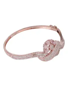 Bhana Fashion Women Rose Gold & Pink Brass American Diamond Rose Gold-Plated Bangle-Style Bracelet