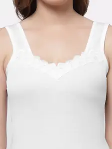 Floret Women Pack Of 3 White Solid Cotton Camisoles