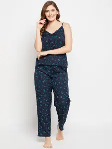 Clovia Women Pretty Floral Print Viscose Rayon Night Suit