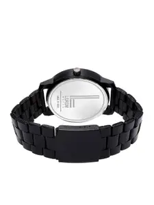 LOREM Men Black Embellished Dial & Black Bracelet Style Straps Analogue Watch