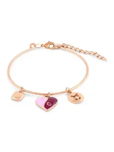 Zaveri Pearls Women Pack Of 3 Gold-Plated & Pink Enamelled Cuff Bracelet