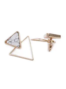 KARATCART White Gold Plated Triangular Studs Earrings