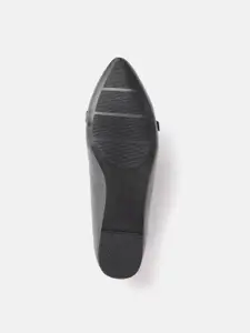 Allen Solly Women Grey Croc Textured Ballerinas with Buckle Detail