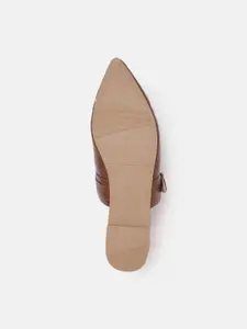 Allen Solly Women Brown Croc Textured Pointed Toe Flats with Buckles