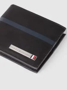 Tommy Hilfiger Men Black Leather Two Fold Wallet