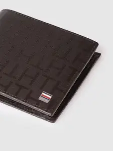 Tommy Hilfiger Men Brown Textured Leather Two Fold Wallet