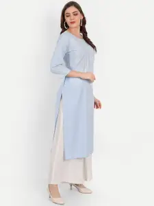 SUTI Women Blue & White Printed Straight Kurta