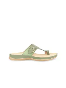 Rocia Women Green One Toe Flats with Buckles