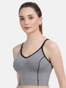 Amour Secret Women Grey and Black Pack of 3 Padded Dry Fit Sports Bra