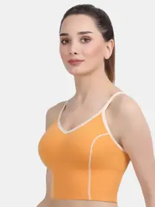 Amour Secret Women Orange & White Padded Slip On Dry Fit Sports Bra