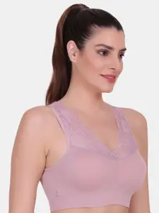 Amour Secret Women Pink Padded Seamless Lace Dry Fit Sports Bra