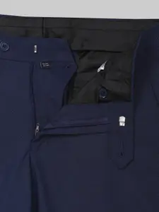 Van Heusen Men Navy Blue Regular Fit Solid Trousers