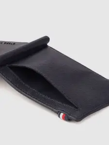 Tommy Hilfiger Men Navy Blue Textured Leather Money Clip