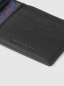 Tommy Hilfiger Men Black Textured Leather Two Fold Wallet
