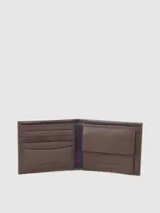 Tommy Hilfiger Men Brown Textured Leather Two Fold Wallet