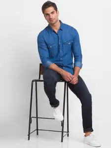 SPYKAR Men Blue Slim Fit Casual Shirt