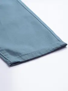 The Indian Garage Co Men Blue Solid Chinos Trousers