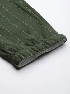 The Indian Garage Co Men Olive Striped Joggers