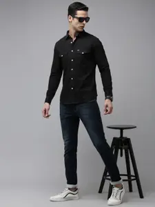 SPYKAR Men Pure Cotton Solid Opaque Casual Shirt