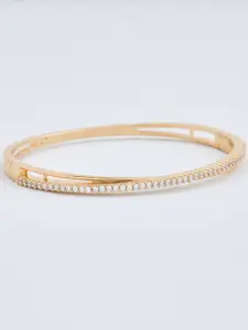 Kushal's Fashion Jewellery White Gold-Plated Gold-Toned CZ Studded Kada Bangle