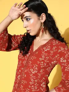 Berrylush Floral Once Upon a Sleeve Top