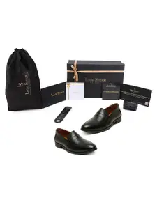 LOUIS STITCH Men Black Solid Genuine Leather Slip-On Shoes