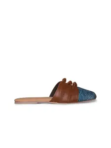 ZOUK Women Blue Mules Flats