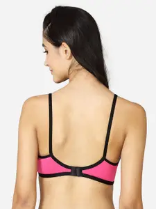VStar Women Pink Cotton blend double layered medium coverage T-shirt bra