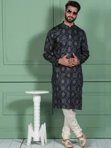 KISAH Men Bandhani Printed Kurta with Pyjamas