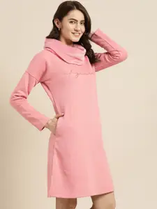 Sweet Dreams Pink Embroidered Turtle Neck Fleece Nightdress