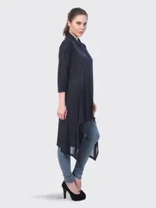 BUY NEW TREND Women Navy Blue Longline Shrug