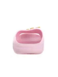 Yellow Bee Girls Pink & White Printed Rubber Sliders