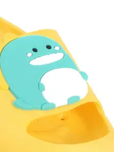 Yellow Bee Boys Yellow & Blue Printed Rubber Sliders