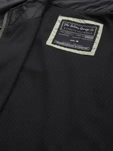 The Indian Garage Co Men Olive Green & Black Colourblocked Tailored Jacket