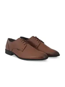 ALBERTO MORENO Men Tan Brown Solid Formal Derbys