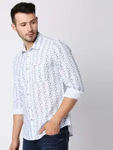 Pepe Jeans Men Blue Printed Casual Shirt