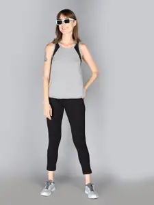 CHKOKKO Woman Grey Colourblocked Tank Top