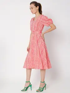 Vero Moda Red Striped A-Line Maxi Dress