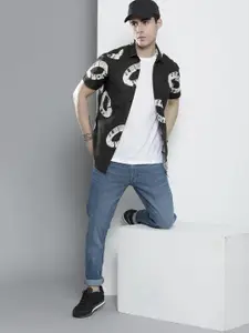 The Indian Garage Co Men Black Abstract Printed Casual Shirt