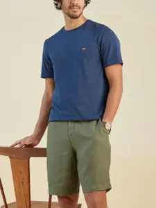 Andamen Men Olive Green Linen Shorts