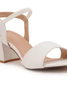 Style Shoes Textured Open Toe Block Heels