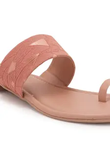 Style Shoes Women Pink Textured One Toe Flats